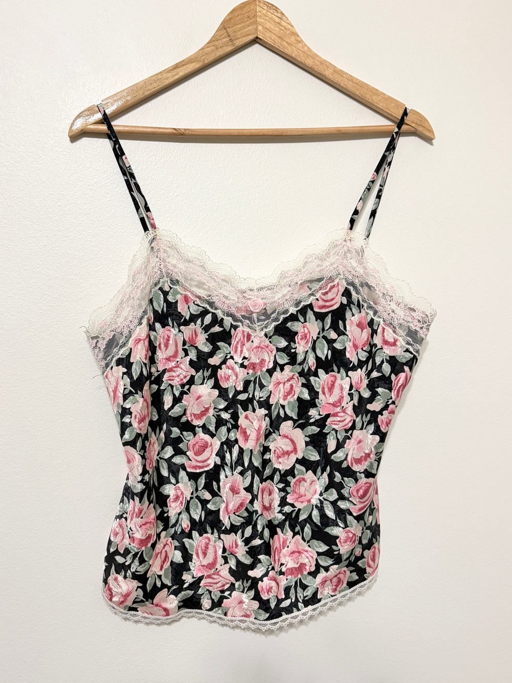 Vintage Floral Lace Cami Size Medium Tank Top USA Sears 90s Y2K
